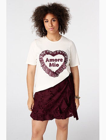 MS MODE T-shirt T shirt avec illustration en dentelle