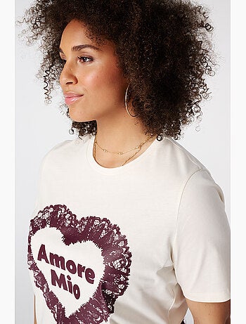 MS MODE T-shirt T shirt avec illustration en dentelle
