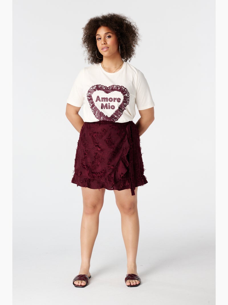 MS MODE T-shirt T shirt avec illustration en dentelle Beige - Kiabi