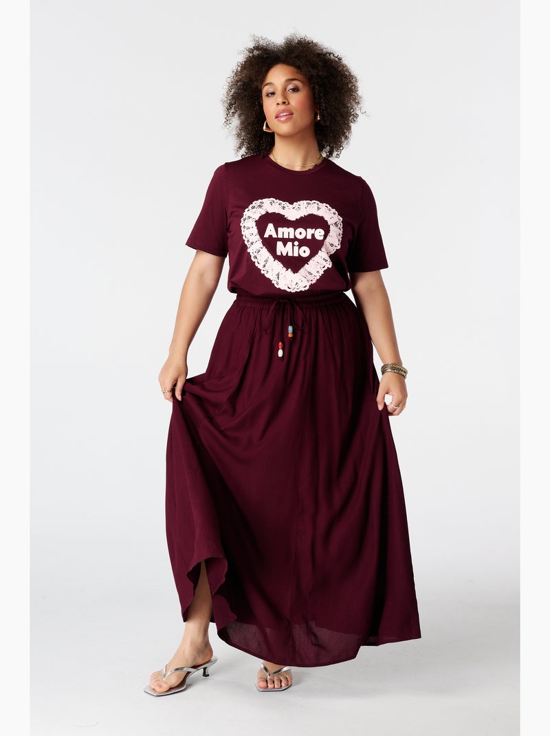 MS MODE T-shirt T shirt avec illustration en dentelle Bordeaux - Kiabi