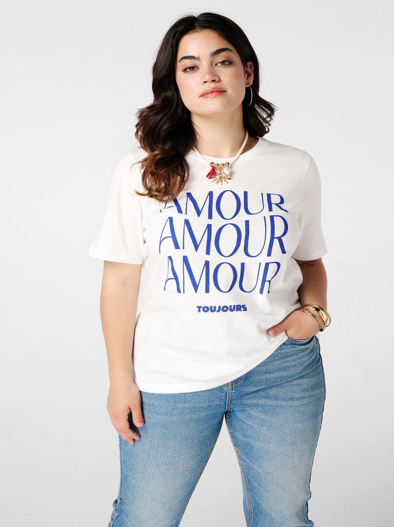 MS MODE T-shirt T-shirt avec impression Blanc - Kiabi