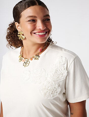 MS MODE T-shirt T-shirt avec imprimé brodé