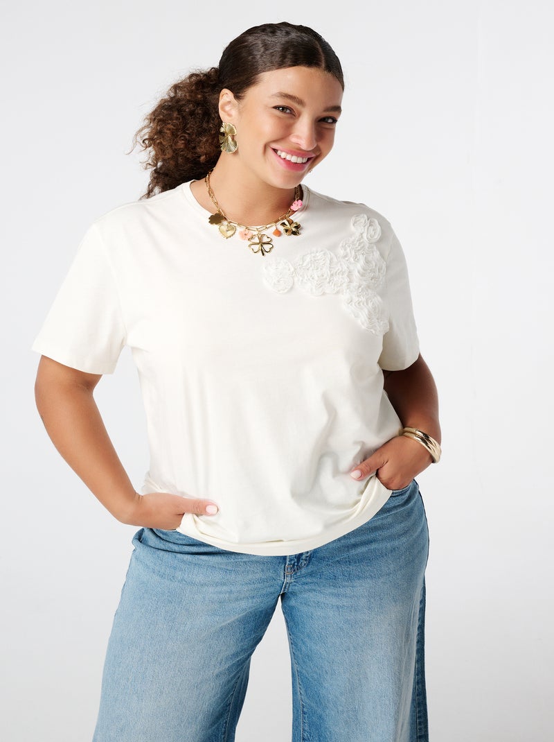 MS MODE T-shirt T-shirt avec imprimé brodé Blanc cassé - Kiabi