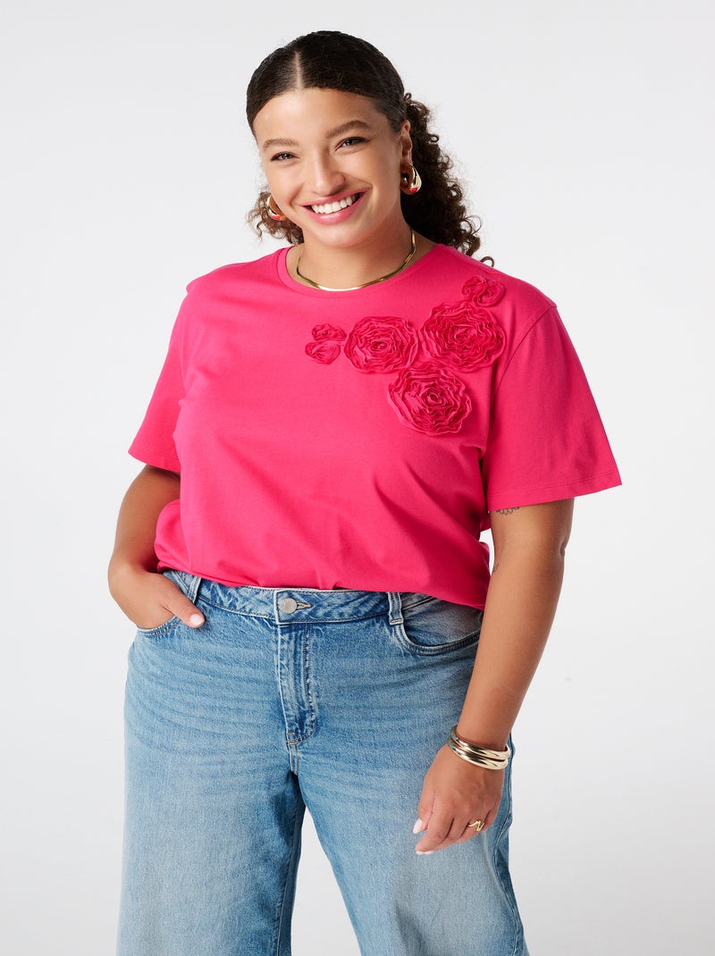 MS MODE T-shirt T-shirt avec imprimé brodé Rose fushia - Kiabi