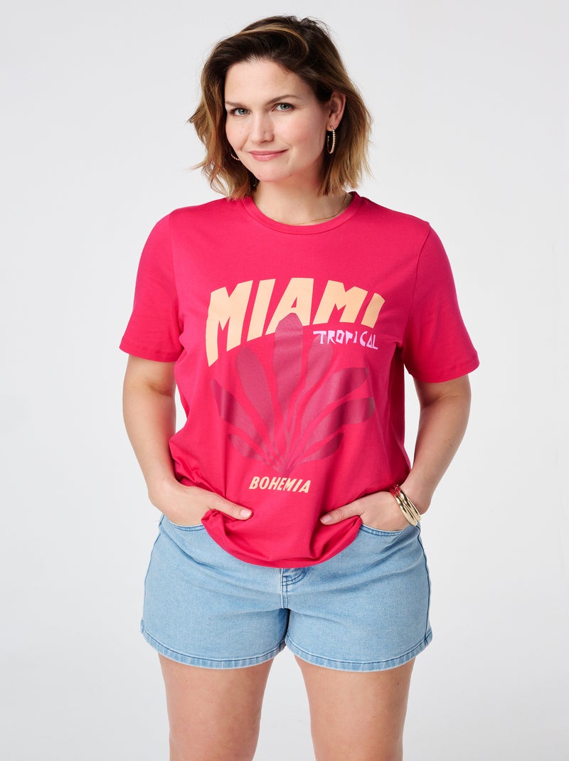 MS MODE T-shirt T-shirt avec imprimé Rose fushia - Kiabi