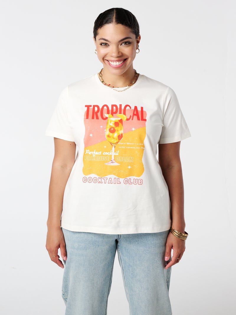 MS MODE T-shirt T-shirt avec imprimé tropical Blanc cassé - Kiabi