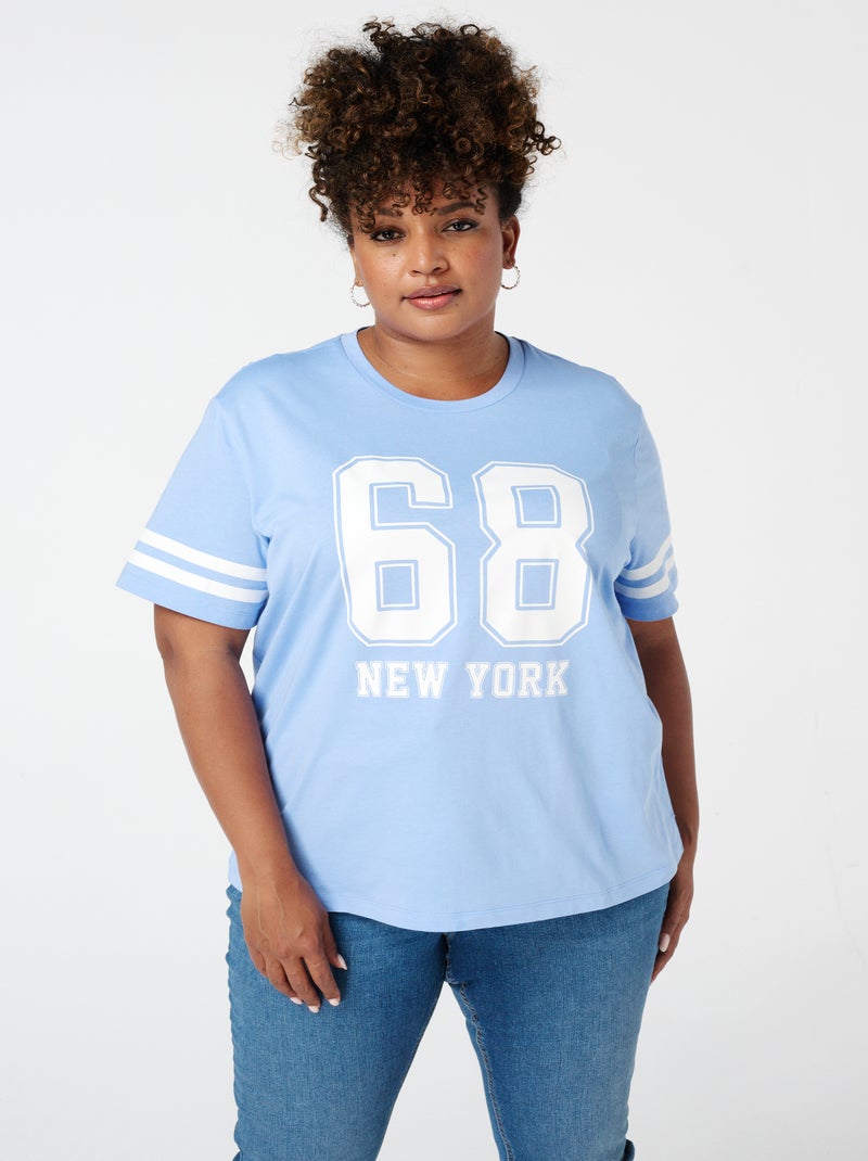 MS MODE T-shirt T-shirt avec inscription Bleu impérial - Kiabi