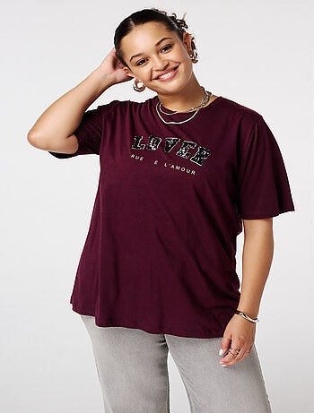 MS MODE T-shirt T-shirt avec inscription en paillettes