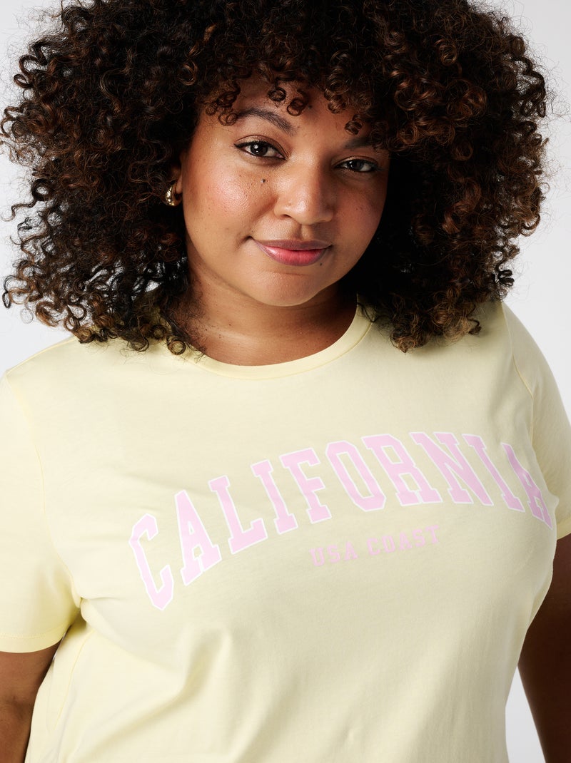 MS MODE T-shirt T-shirt avec inscription Jaune pâle - Kiabi