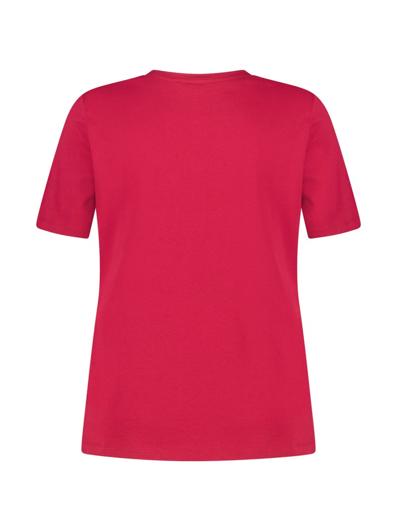 MS MODE T-shirt T-shirt avec inscription Rouge cerise - Kiabi