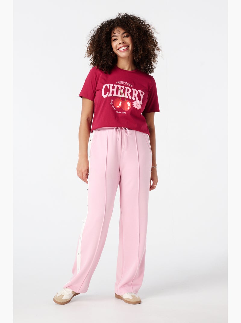 MS MODE T-shirt T-shirt avec inscription Rouge cerise - Kiabi
