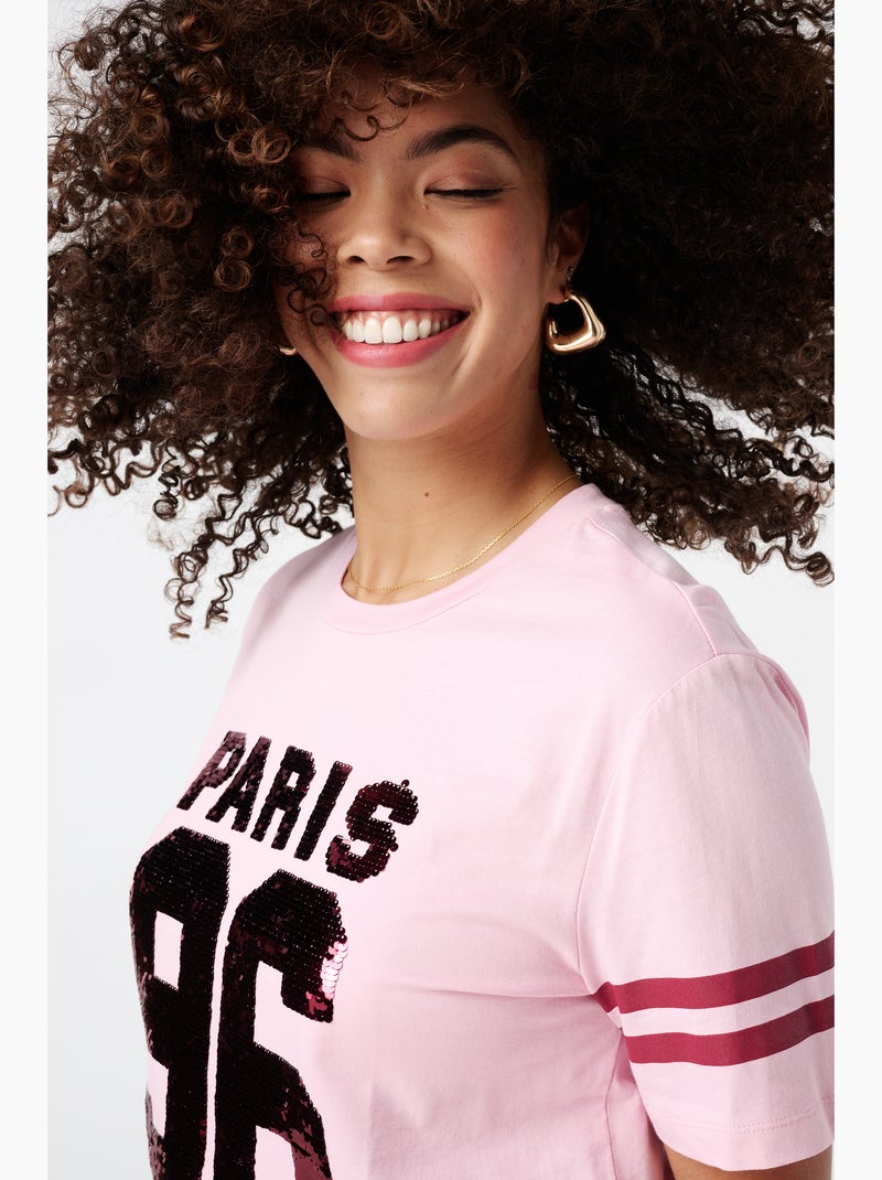 MS MODE T-shirt T-shirt avec paillettes Rose clair - Kiabi