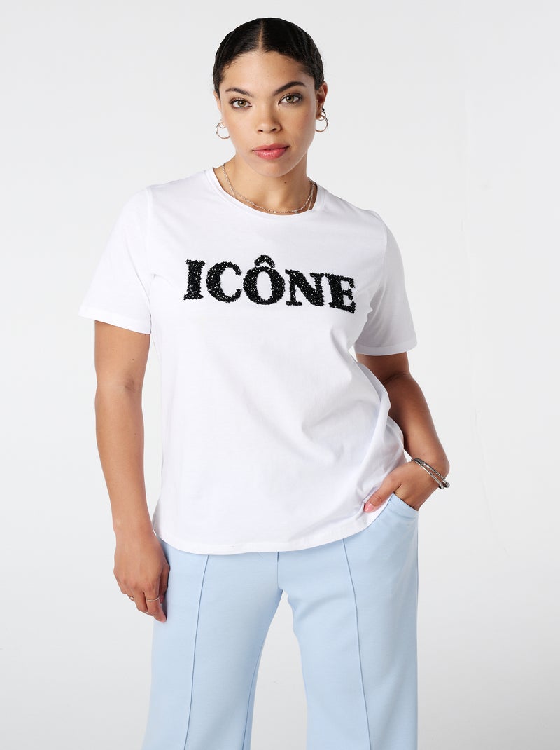 MS MODE T-shirt T-shirt avec texte Blanc - Kiabi