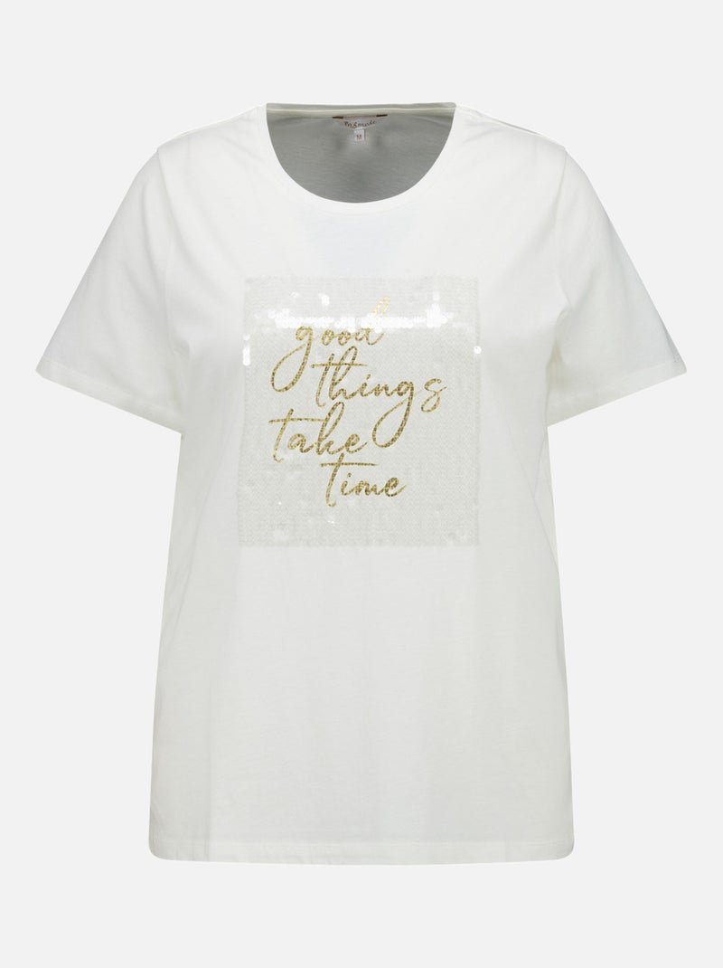 MS MODE T-shirt T-shirt avec texte en sequin Blanc cassé - Kiabi