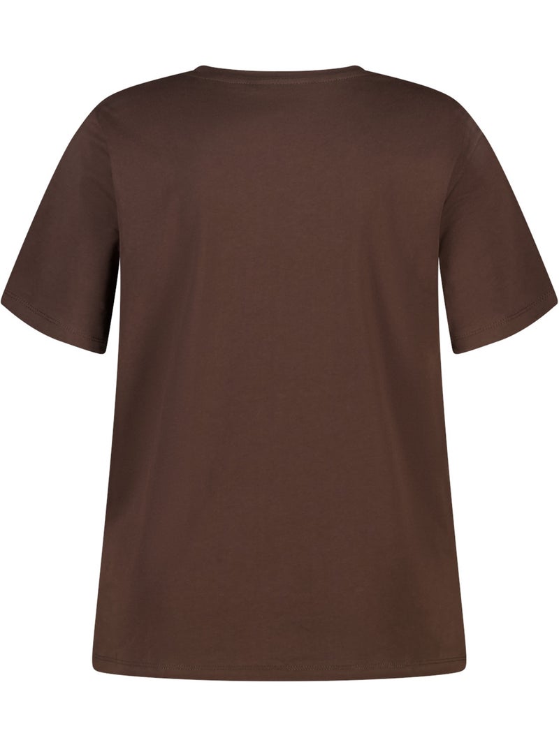 MS MODE T-shirt T shirt avec texte Marron foncé - Kiabi