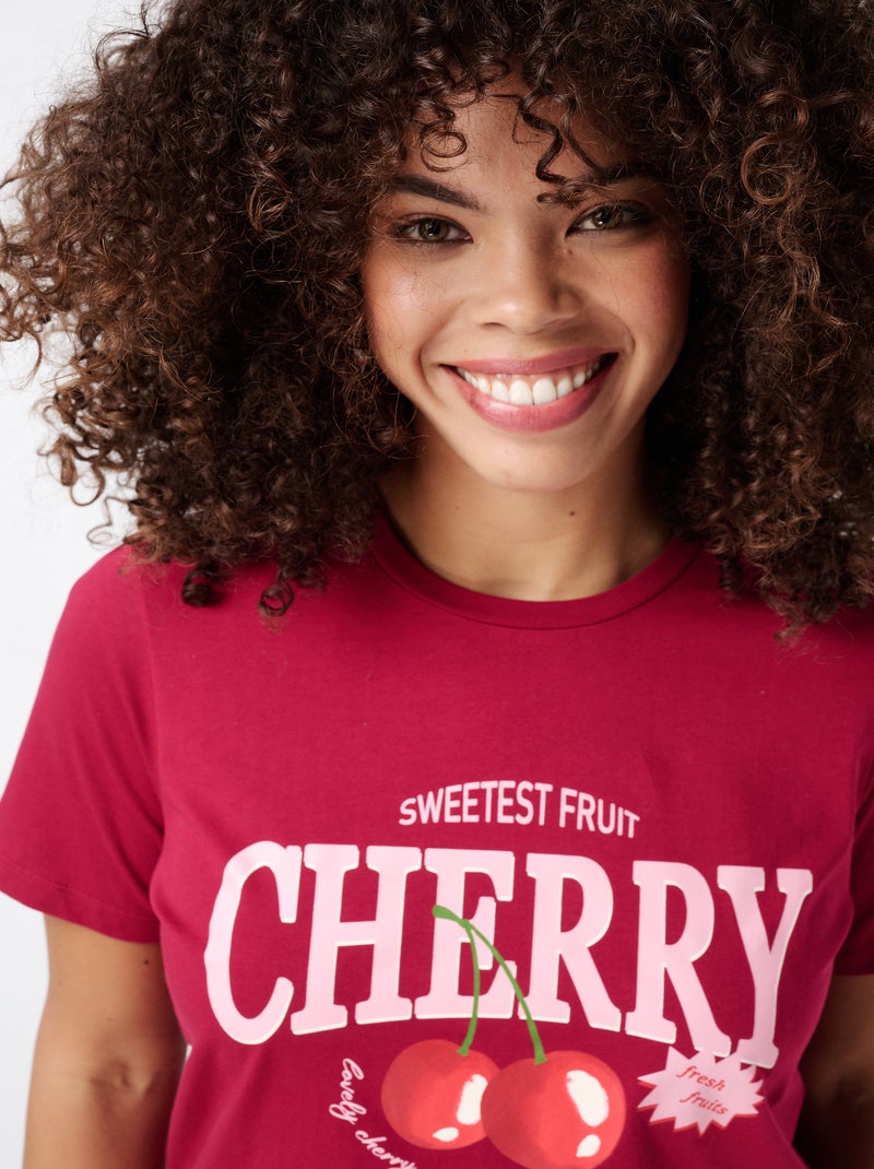 MS MODE T-shirt T-shirt avec texte Rouge cerise - Kiabi