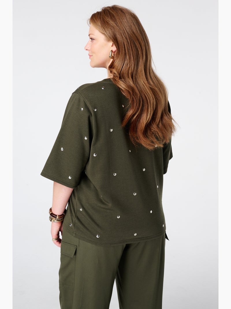MS MODE T-shirt T shirt en tissu sweat Kaki - Kiabi
