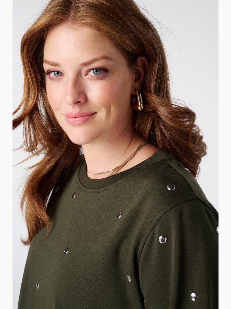 MS MODE T-shirt T shirt en tissu sweat Kaki - Kiabi