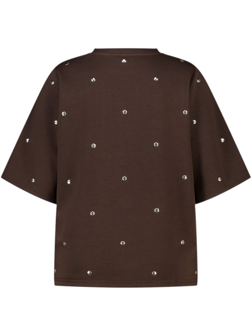MS MODE T-shirt T shirt en tissu sweat Marron foncé - Kiabi