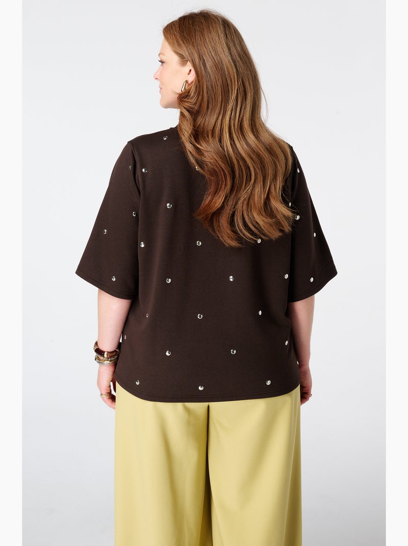 MS MODE T-shirt T shirt en tissu sweat Marron foncé - Kiabi