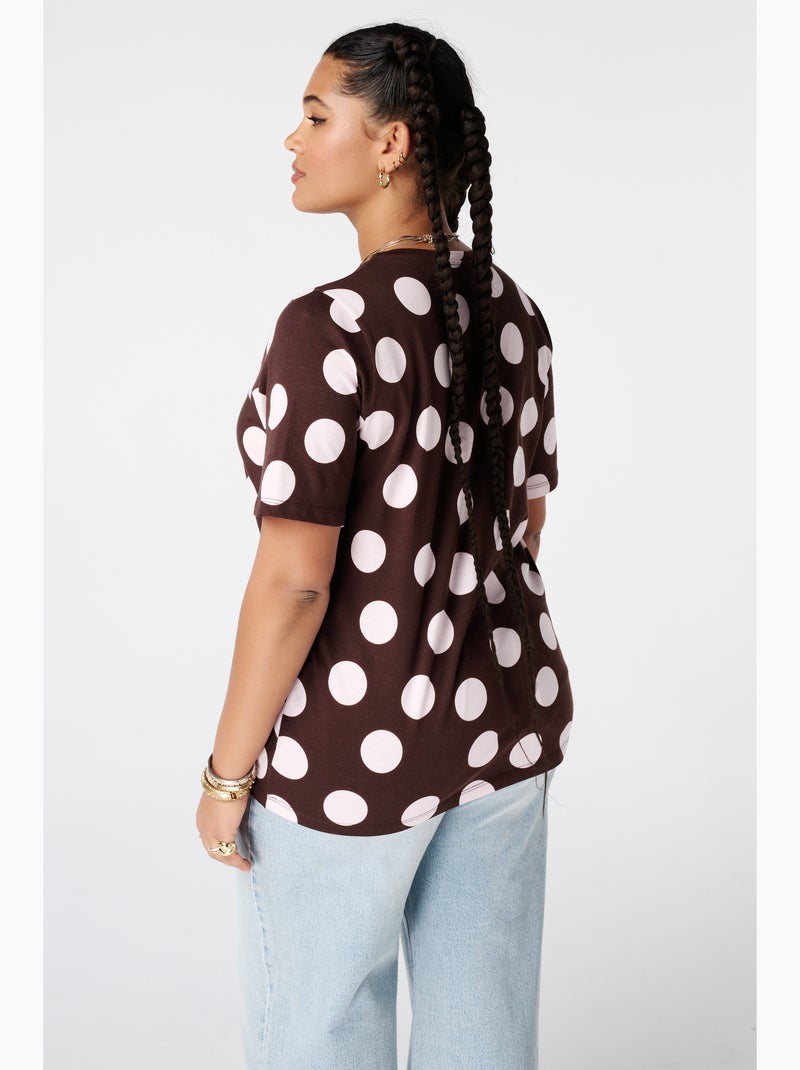 MS MODE T-shirt T shirt imprimé Marron/Multicolore - Kiabi