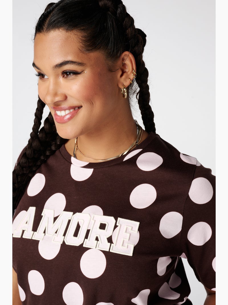MS MODE T-shirt T shirt imprimé Marron/Multicolore - Kiabi