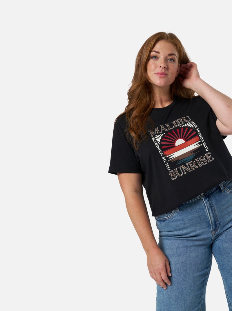 MS MODE T-shirt T-shirt noir « Malibu sunrise » Noir - Kiabi