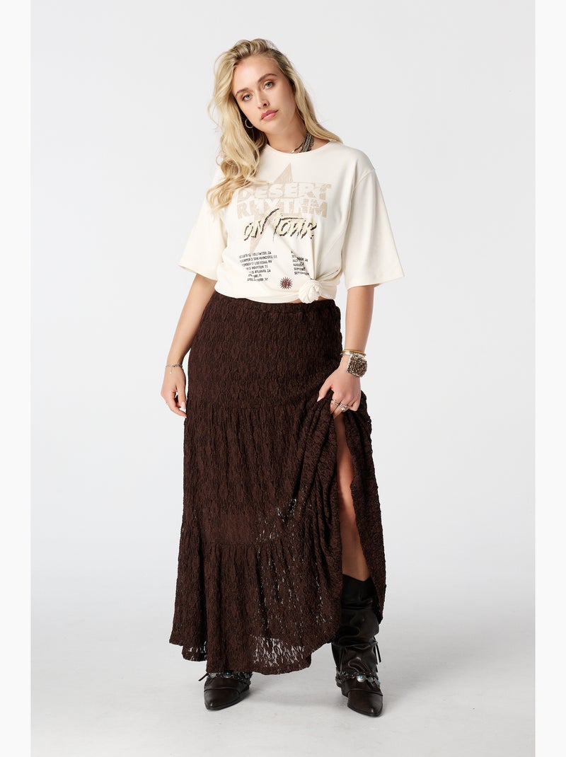 MS MODE T-shirt T shirt oversize avec imprimé Beige - Kiabi