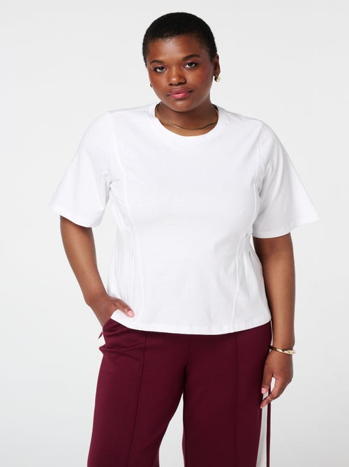 MS MODE T-shirt Top ajusté avec détails de plis et coutures partielles - Kiabi