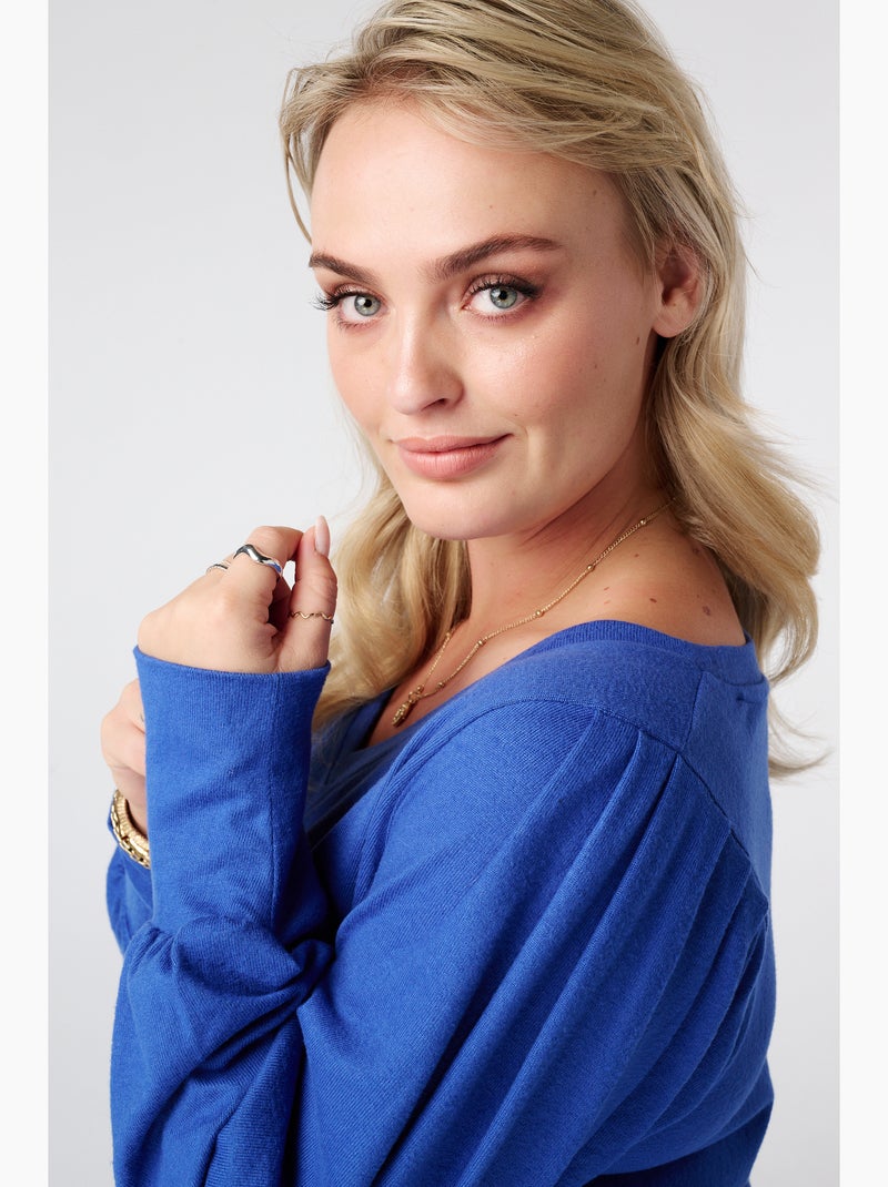 Ms mode top à manches bouffantes Bleu cobalt - Kiabi