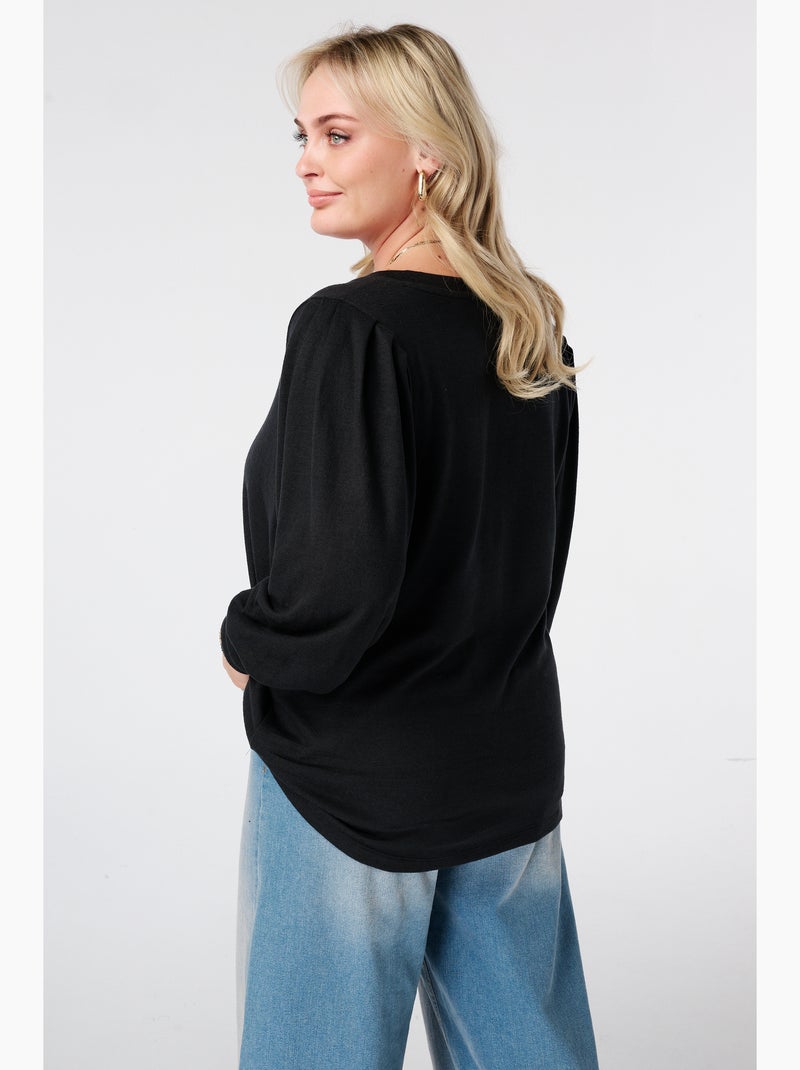 Ms mode top à manches bouffantes Noir - Kiabi