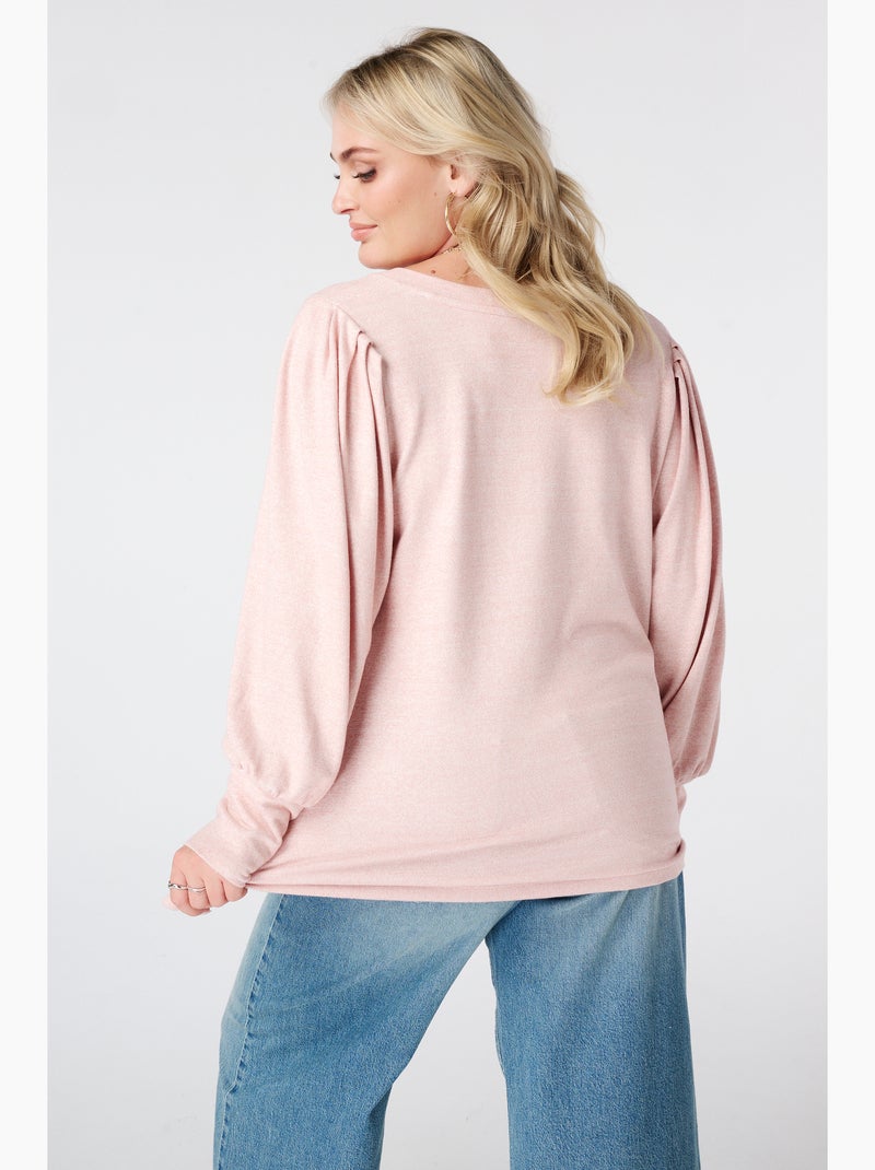 Ms mode top à manches bouffantes Rose clair - Kiabi