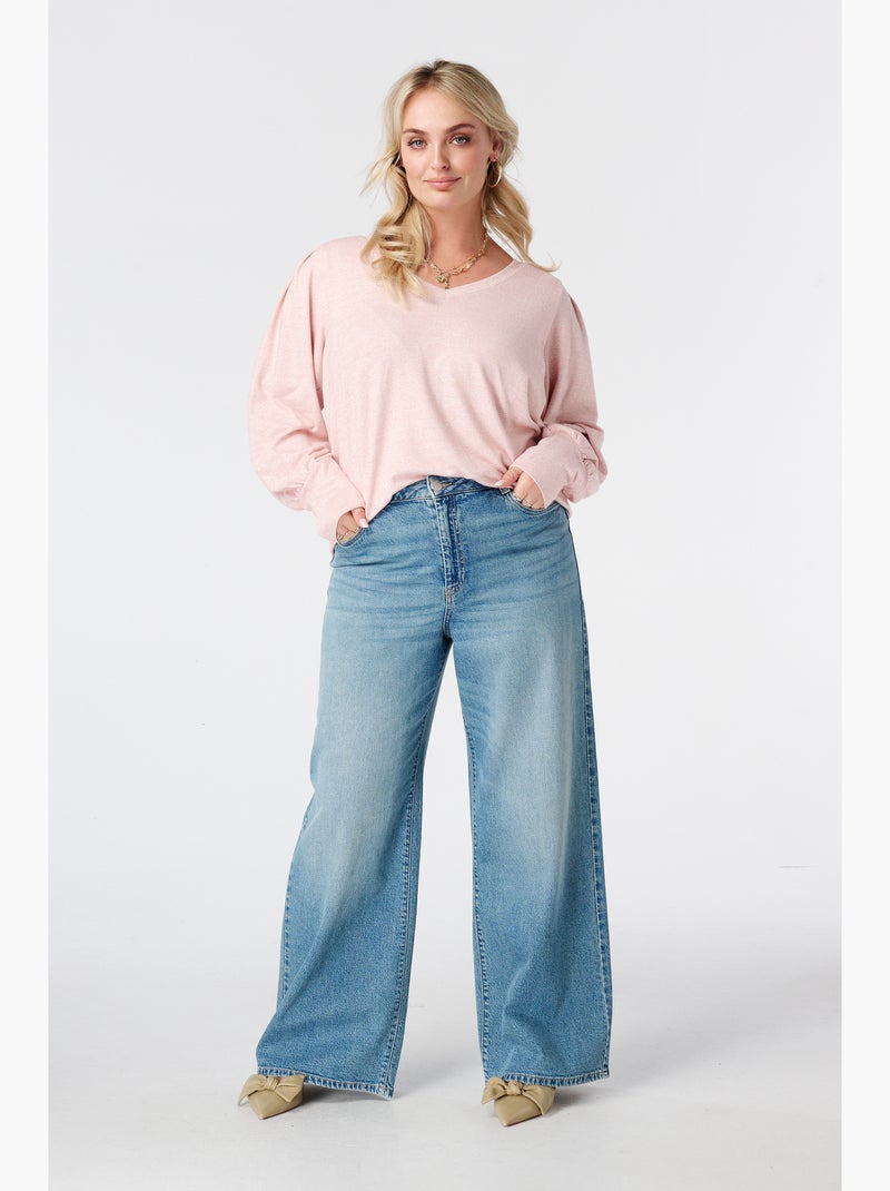 Ms mode top à manches bouffantes Rose clair - Kiabi