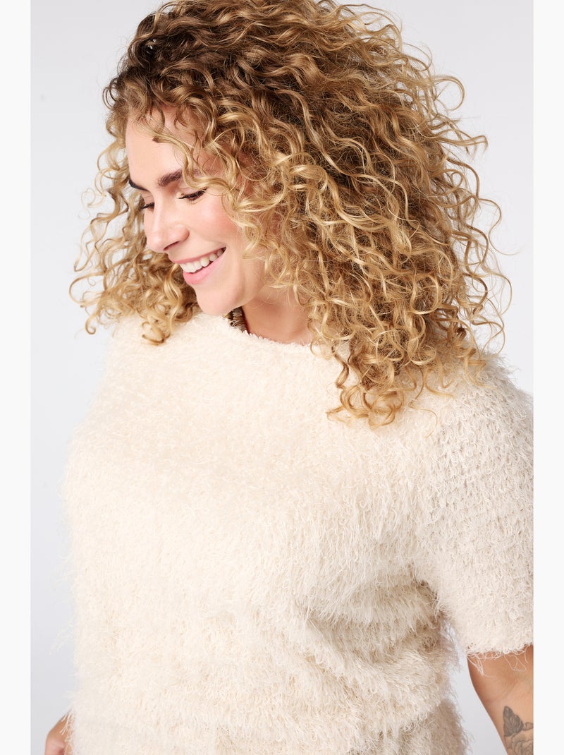 Ms mode top à texture duveteuse Crème - Kiabi