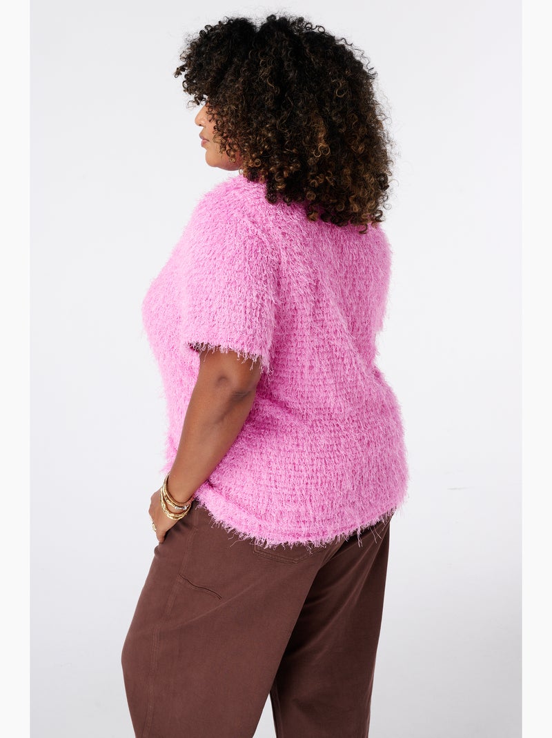 Ms mode top à texture duveteuse Rose fluo - Kiabi