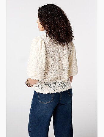Ms mode top avec fleurs 3d