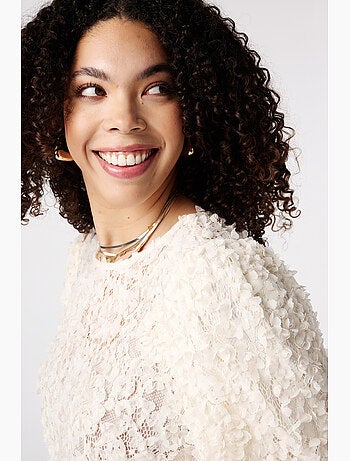 Ms mode top avec fleurs 3d