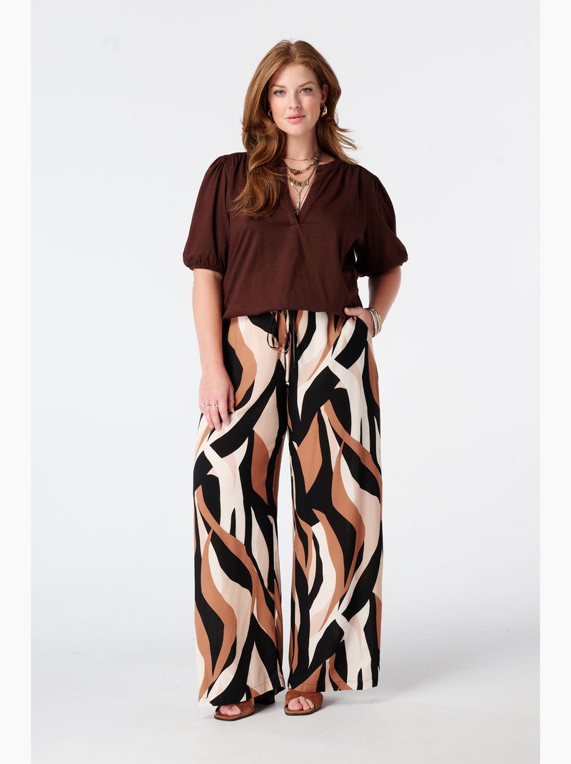 Ms mode top avec manches bouffantes Marron - Kiabi