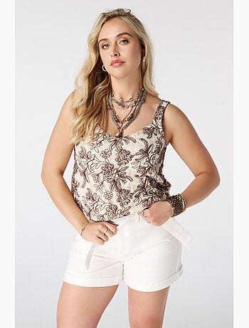 Ms mode top crochet avec imprimé floral