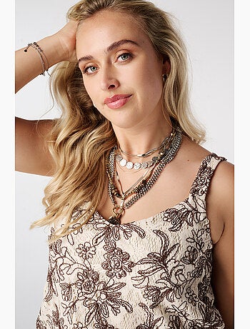 Ms mode top crochet avec imprimé floral