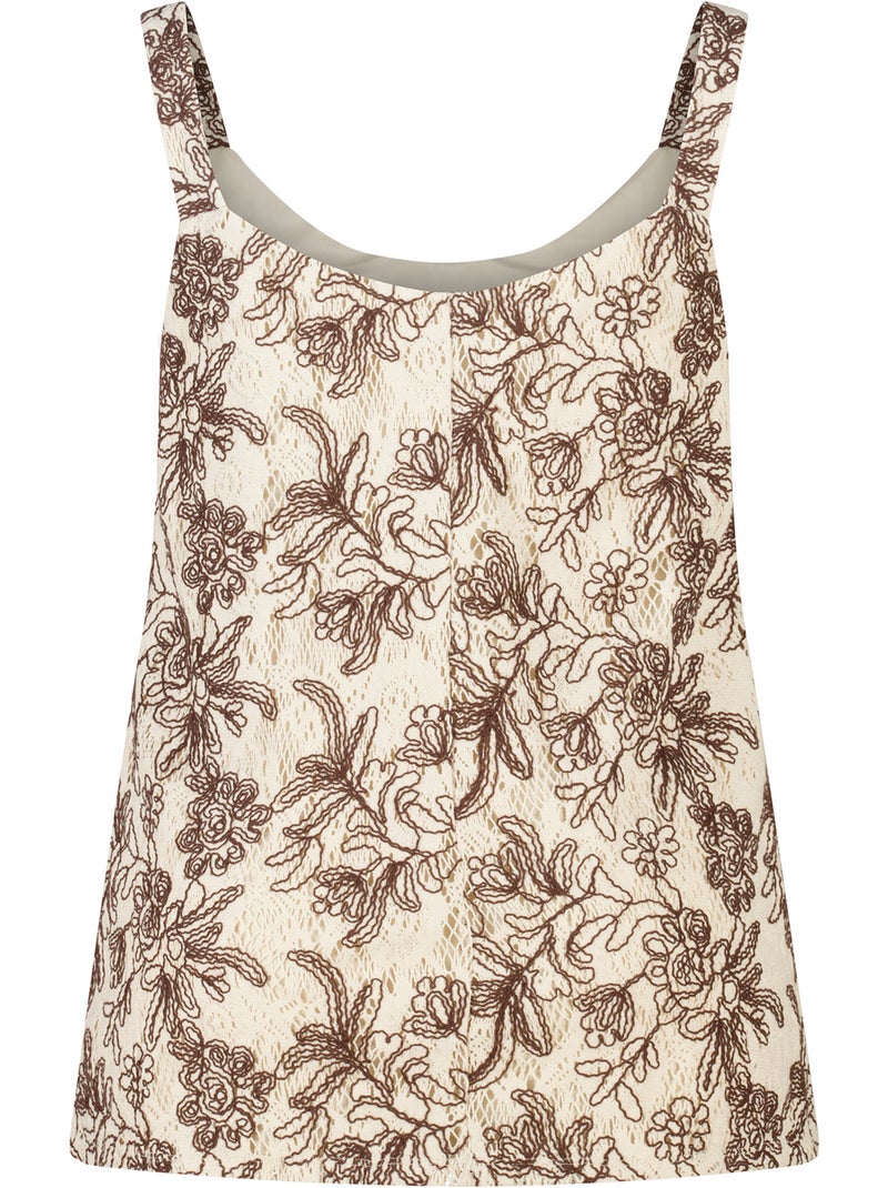 Ms mode top crochet avec imprimé floral Beige - Kiabi
