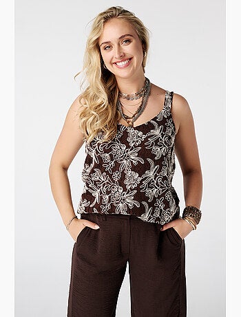 Ms mode top crochet avec imprimé floral