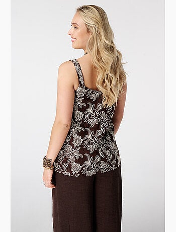 Ms mode top crochet avec imprimé floral