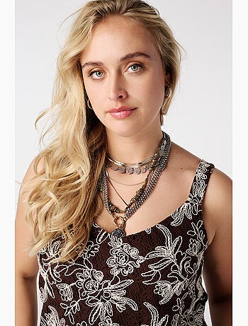 Ms mode top crochet avec imprimé floral