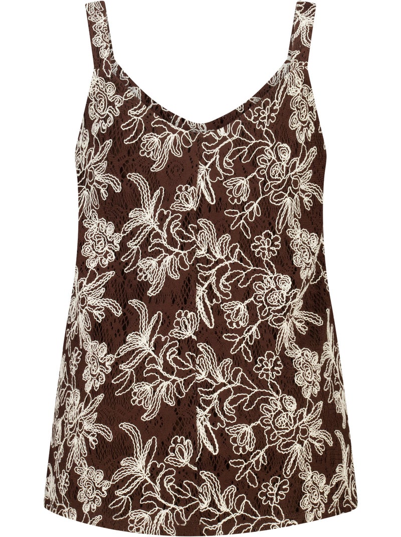 Ms mode top crochet avec imprimé floral Marron - Kiabi