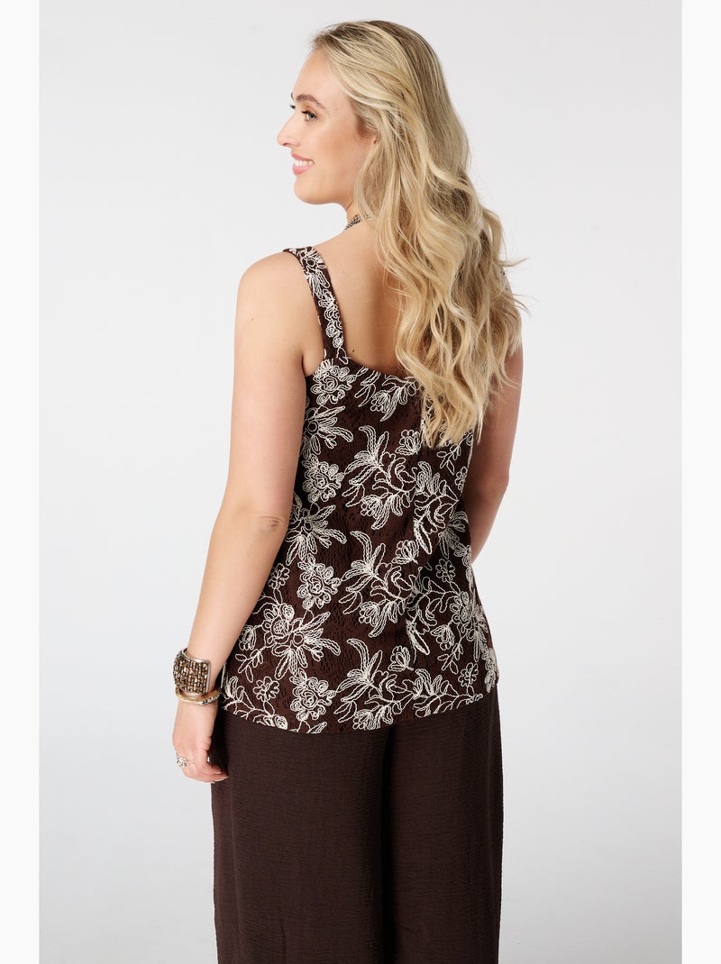 Ms mode top crochet avec imprimé floral Marron - Kiabi
