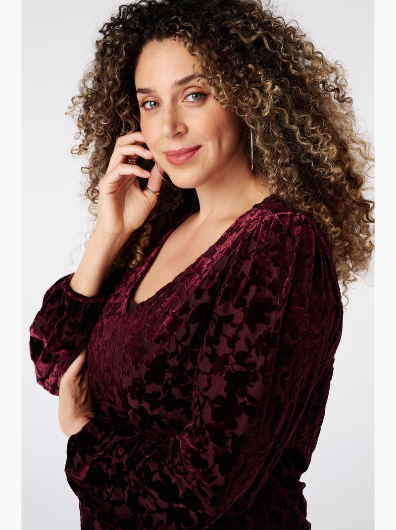 Ms mode top en velours Bordeaux - Kiabi