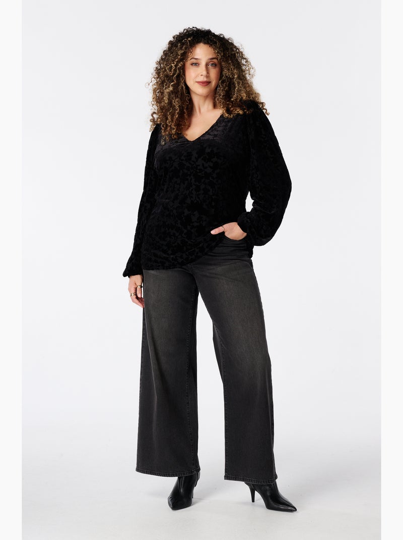 Ms mode top en velours Noir - Kiabi