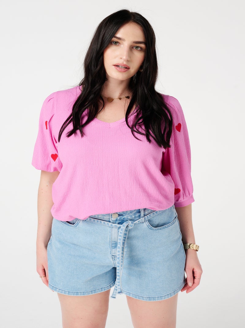 MS MODE Top Garnir de cœurs Rose - Kiabi