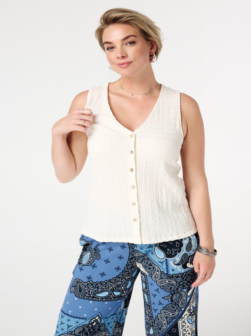 MS MODE Top Gilet sans manches extensible Blanc cassé - Kiabi